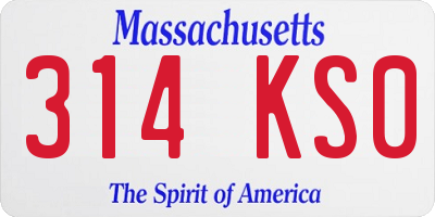 MA license plate 314KS0