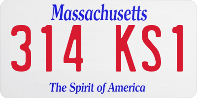 MA license plate 314KS1