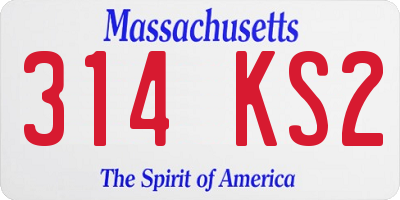 MA license plate 314KS2