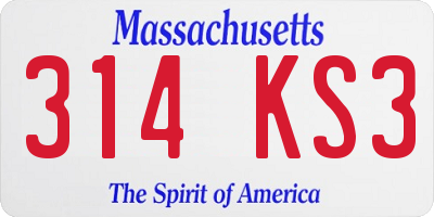 MA license plate 314KS3