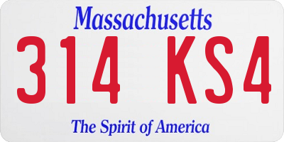 MA license plate 314KS4