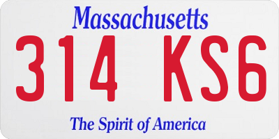 MA license plate 314KS6