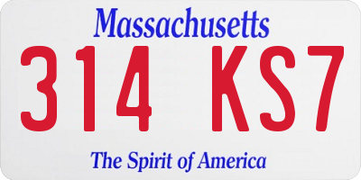 MA license plate 314KS7