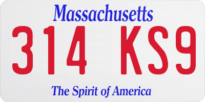 MA license plate 314KS9