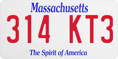 MA license plate 314KT3