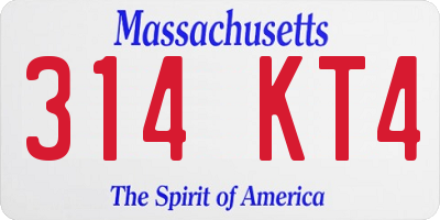 MA license plate 314KT4