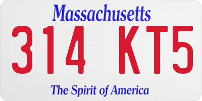MA license plate 314KT5