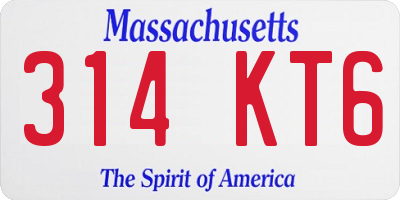 MA license plate 314KT6