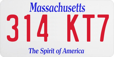 MA license plate 314KT7