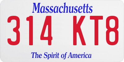 MA license plate 314KT8