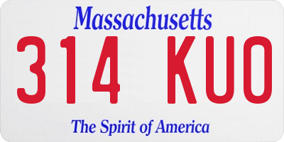 MA license plate 314KU0
