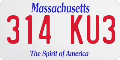 MA license plate 314KU3