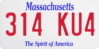 MA license plate 314KU4