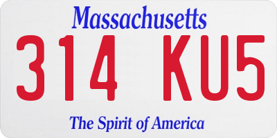 MA license plate 314KU5