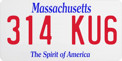 MA license plate 314KU6