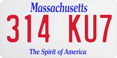 MA license plate 314KU7