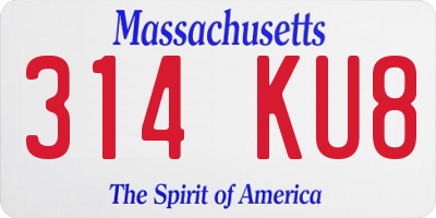 MA license plate 314KU8