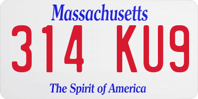 MA license plate 314KU9