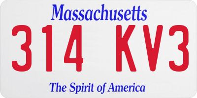 MA license plate 314KV3