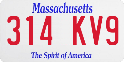 MA license plate 314KV9