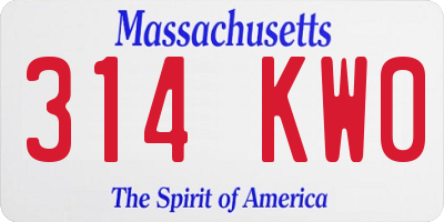 MA license plate 314KW0