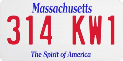 MA license plate 314KW1
