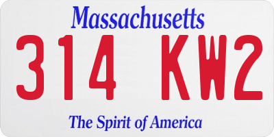 MA license plate 314KW2