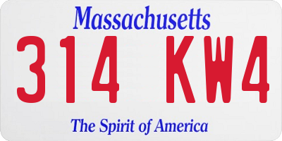 MA license plate 314KW4