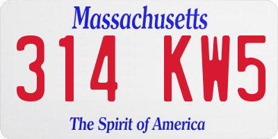 MA license plate 314KW5