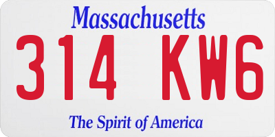 MA license plate 314KW6