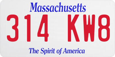 MA license plate 314KW8