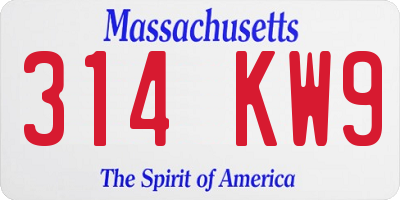 MA license plate 314KW9