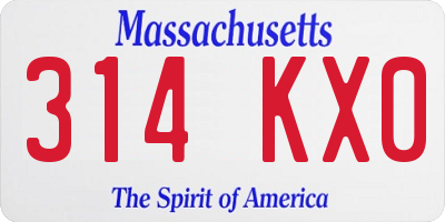 MA license plate 314KX0