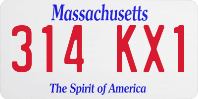 MA license plate 314KX1