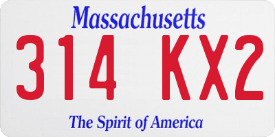 MA license plate 314KX2