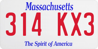 MA license plate 314KX3