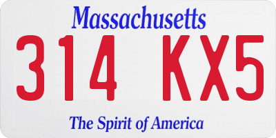 MA license plate 314KX5