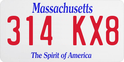 MA license plate 314KX8