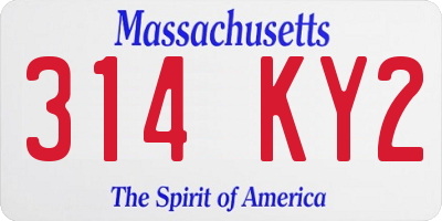 MA license plate 314KY2