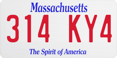 MA license plate 314KY4
