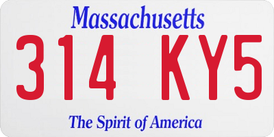 MA license plate 314KY5