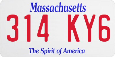MA license plate 314KY6