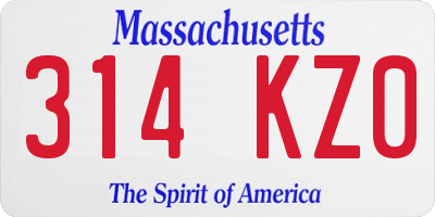 MA license plate 314KZ0