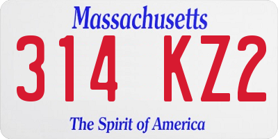 MA license plate 314KZ2
