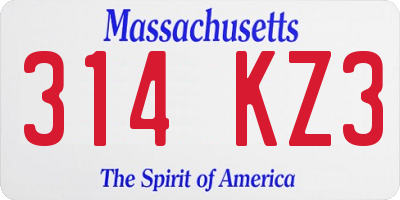 MA license plate 314KZ3
