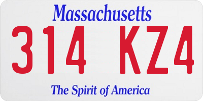 MA license plate 314KZ4