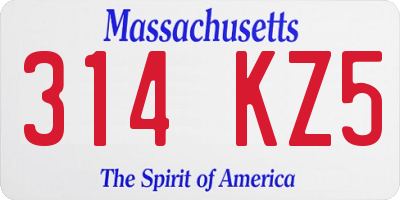 MA license plate 314KZ5