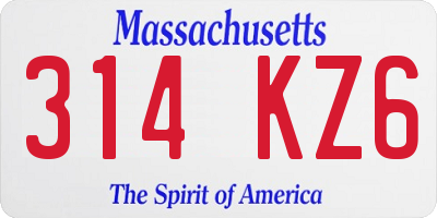 MA license plate 314KZ6