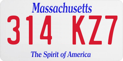 MA license plate 314KZ7
