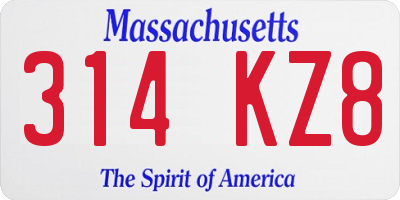MA license plate 314KZ8